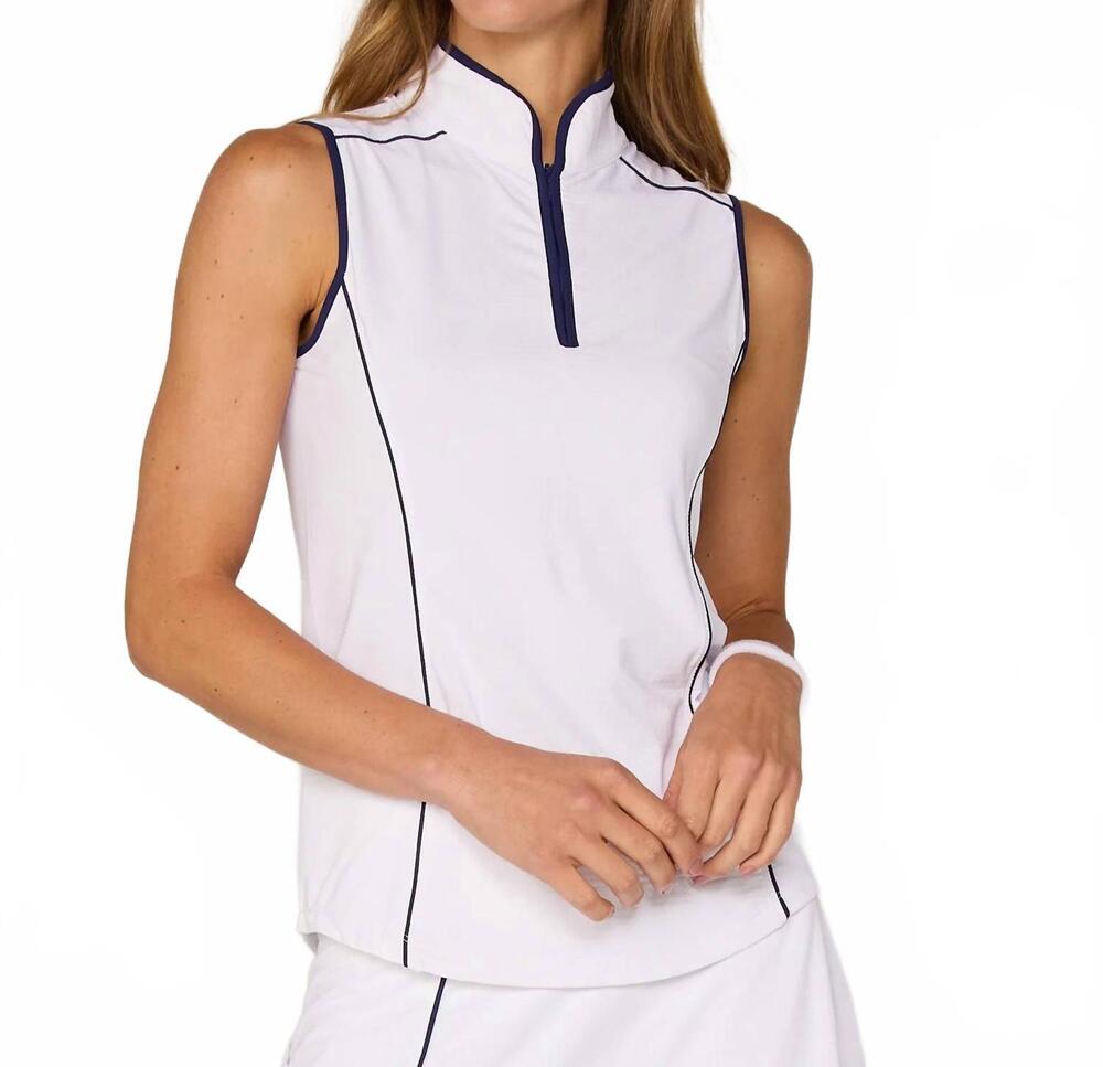 NEW G LIFESTYLE women's sun safe mock neck performance top in white